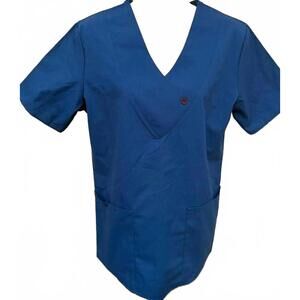 SCRUB WEAR WOMENS SCRUB TOP EXTRA SMALL ROYAL BLUE NEW